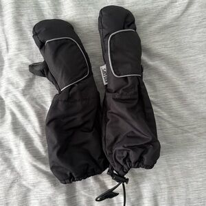 Kids Black Waterproof Mittens